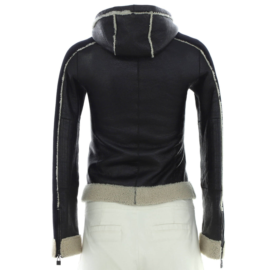 Women's Vintage Sport CC Hooded Zipped Jacket Lambskin with Shearling