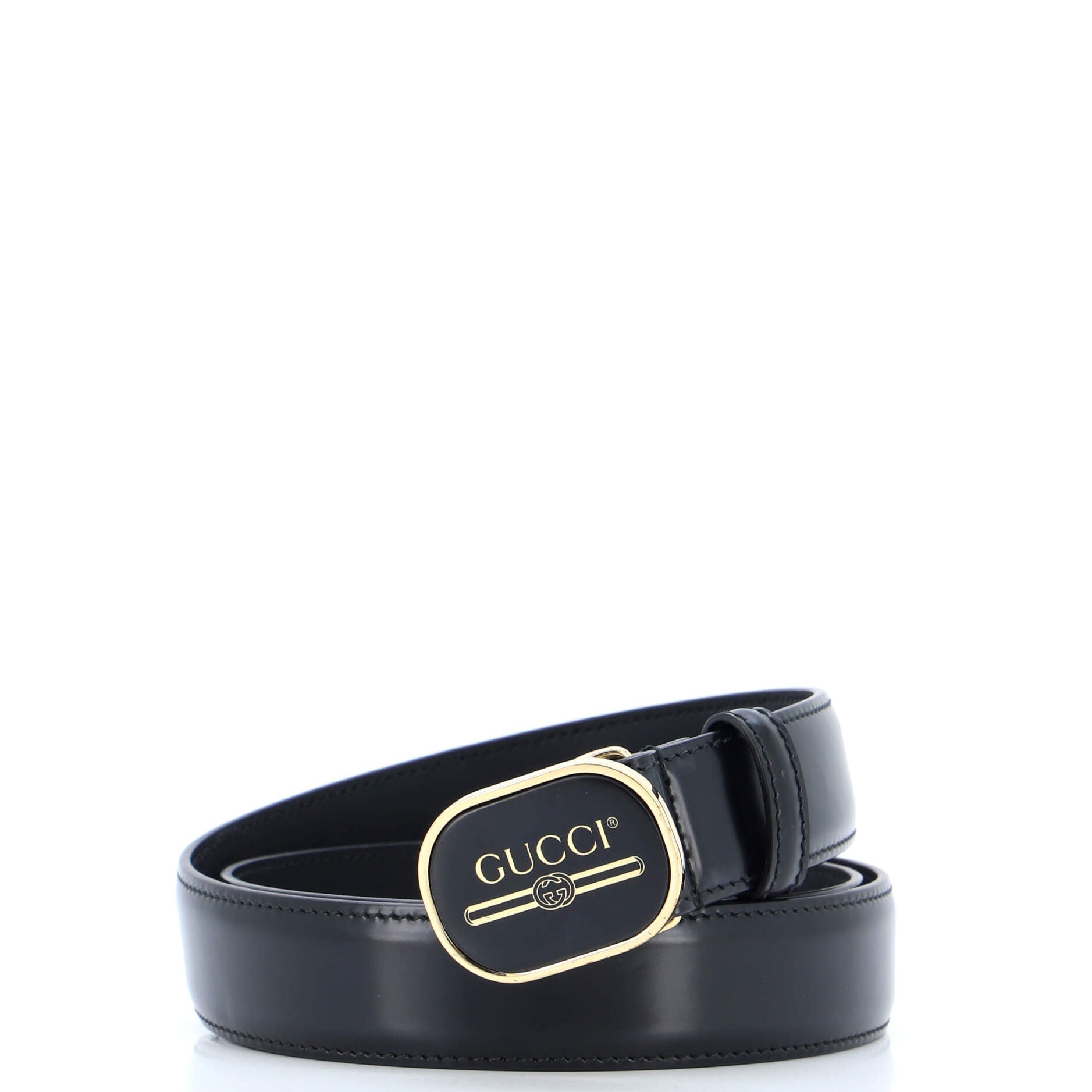 Logo Belt Leather with Enamel Buckle Medium 90