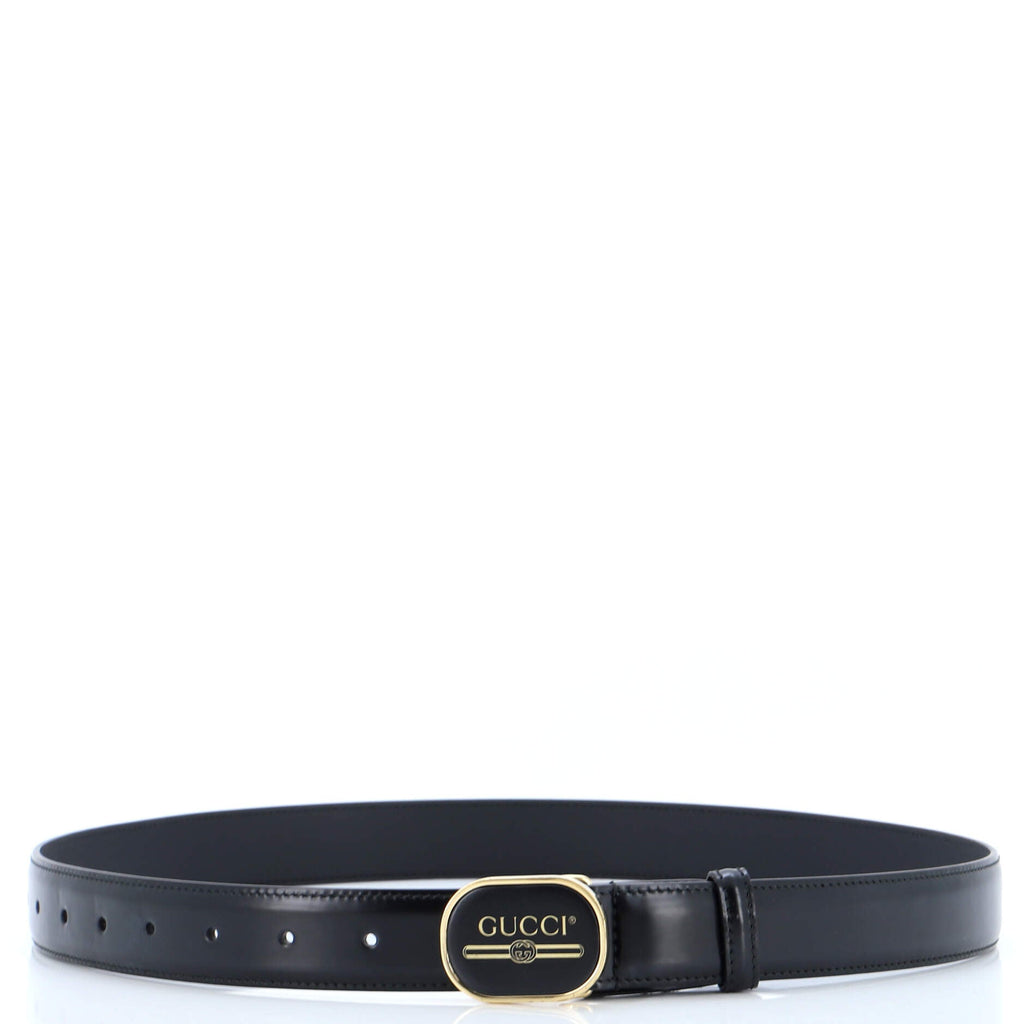 Logo Belt Leather with Enamel Buckle Medium 90