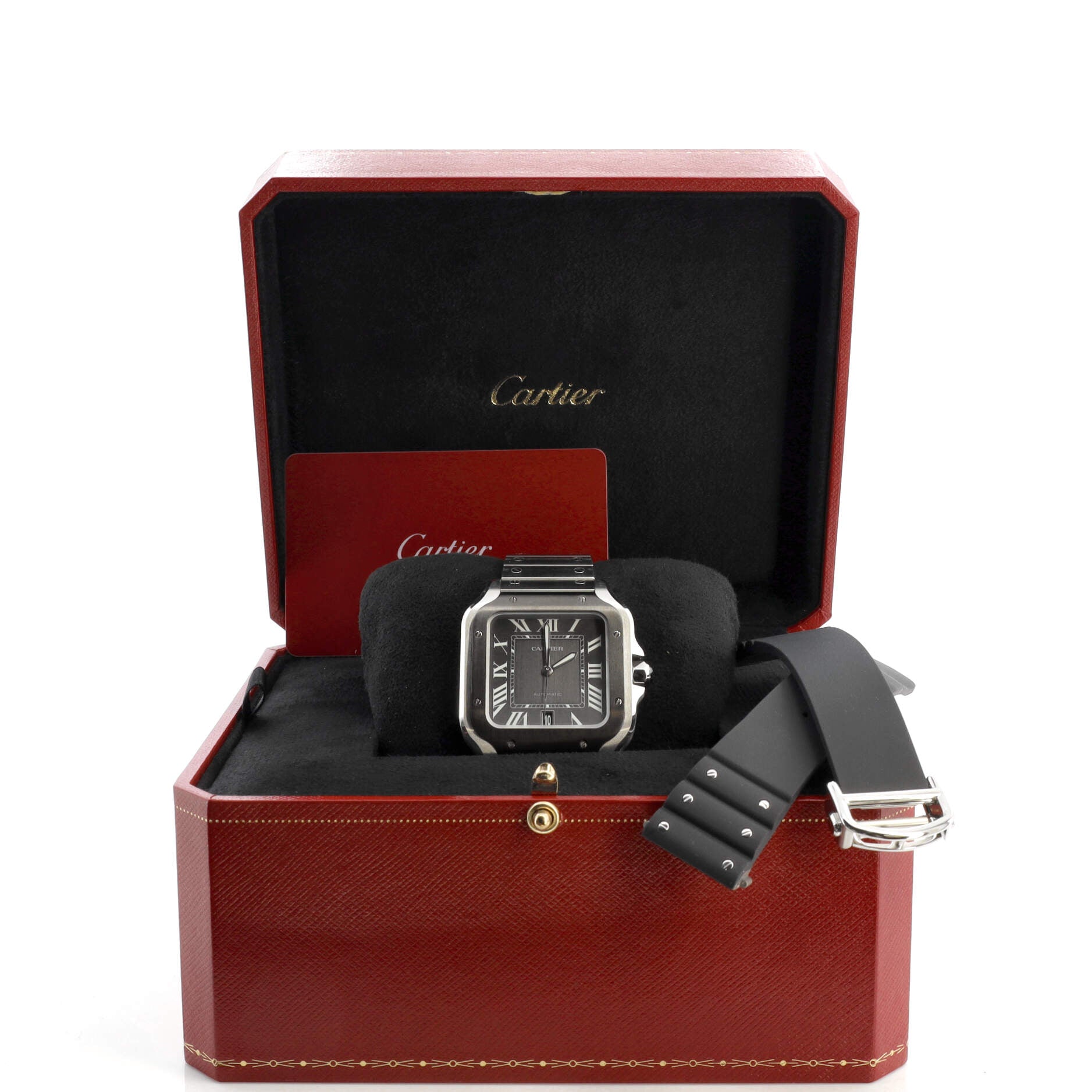Santos de Cartier Automatic Watch Stainless Steel with ADLC Stainless Steel Bezel 40