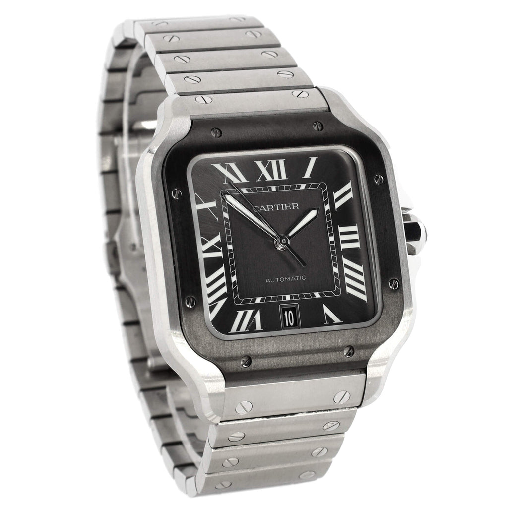 Santos de Cartier Automatic Watch Stainless Steel with ADLC Stainless Steel Bezel 40