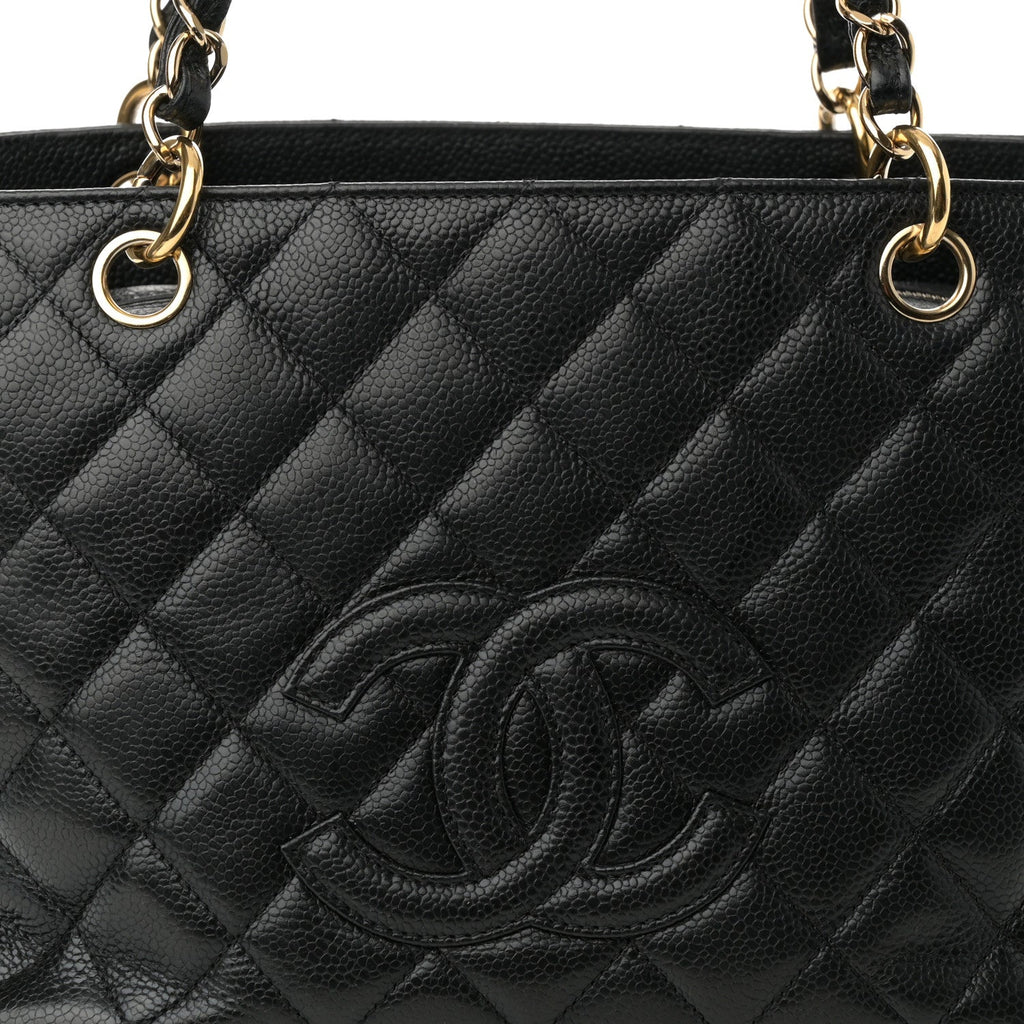 Caviar Quilted Petit Timeless Tote PTT Black