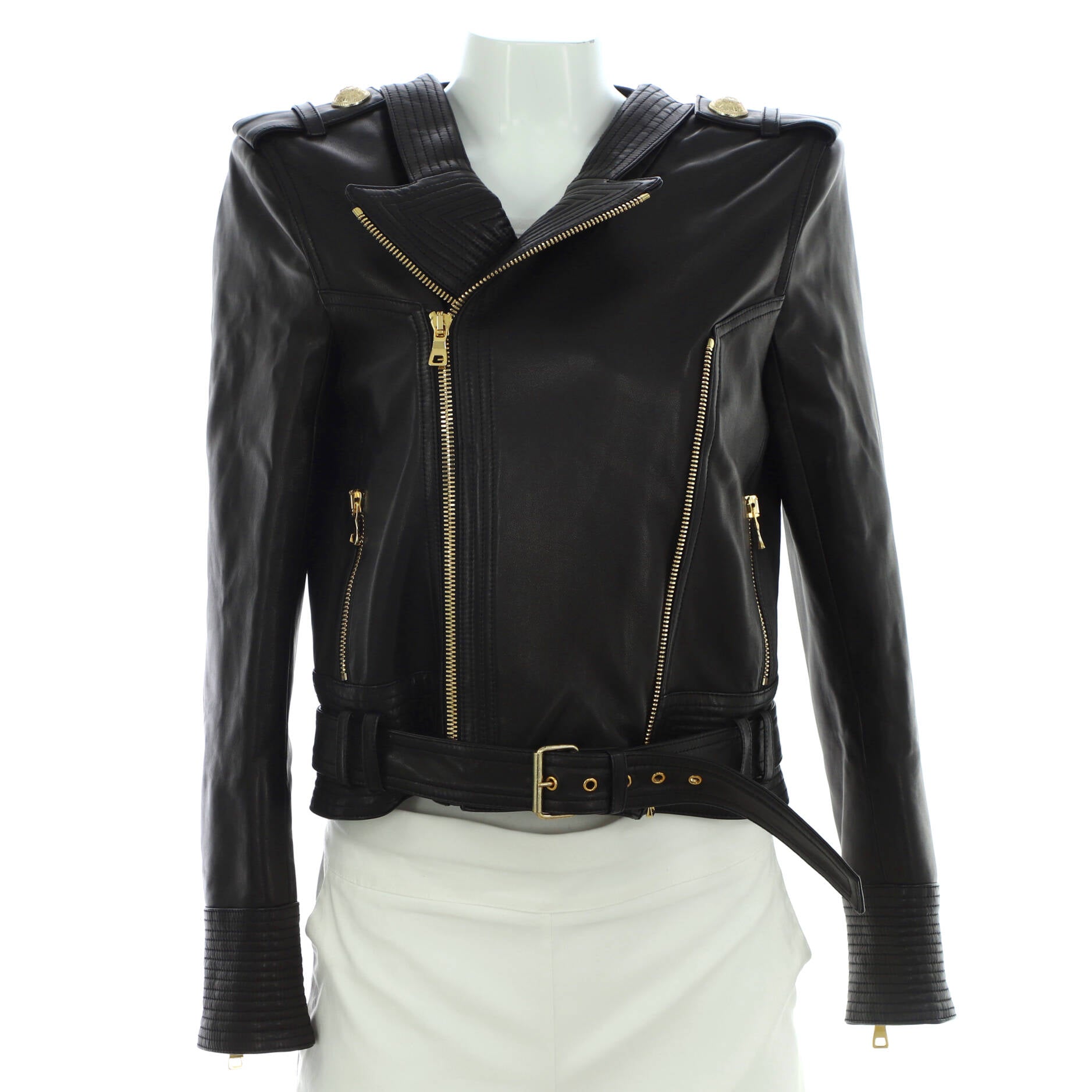 Women's Belted Biker Jacket Leather