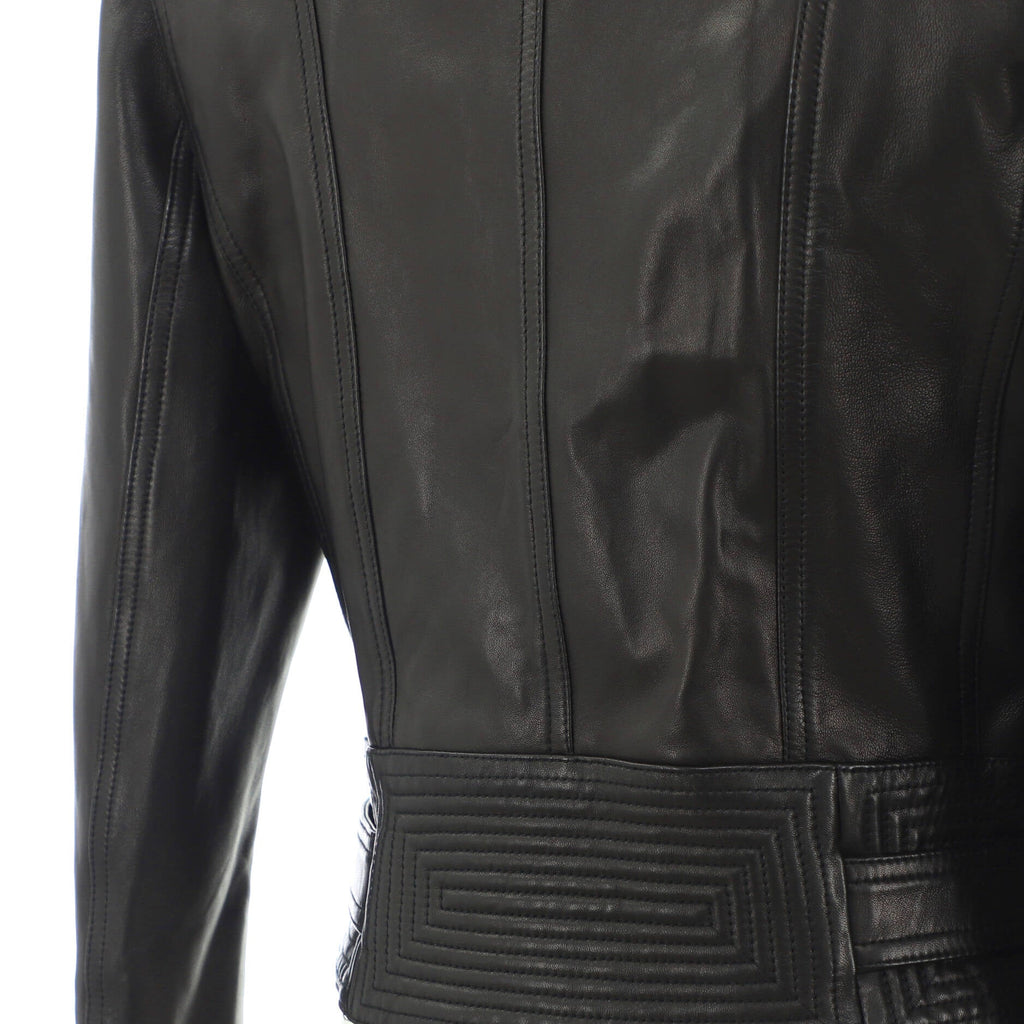 Women's Belted Biker Jacket Leather
