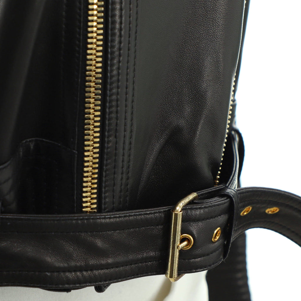 Women's Belted Biker Jacket Leather