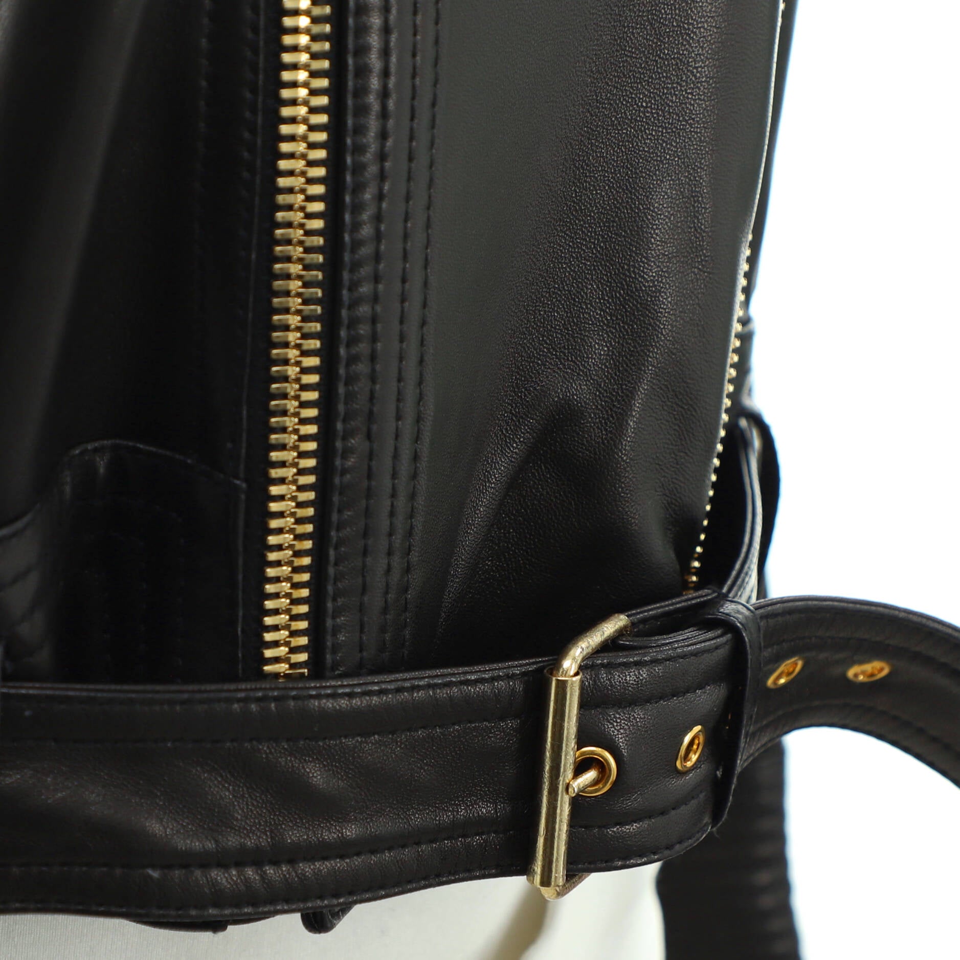 Women's Belted Biker Jacket Leather