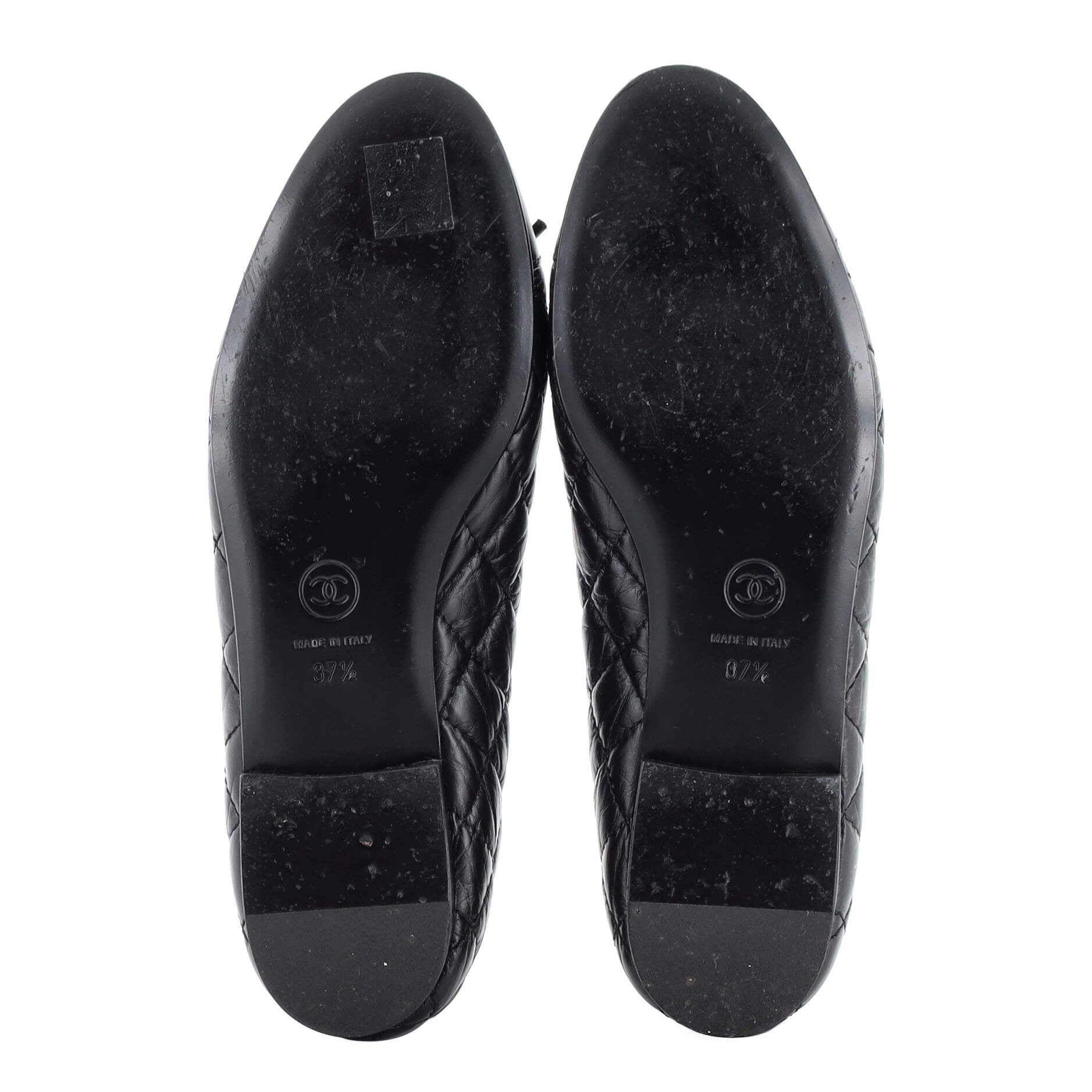 Women's CC Cap Toe Bow Ballerina Flats Quilted Leather