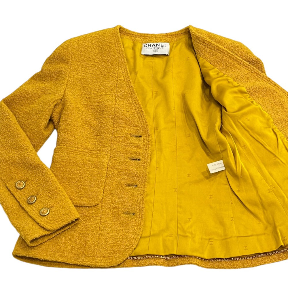 Chanel Coco Mark Button Tweed Wool Jacket
