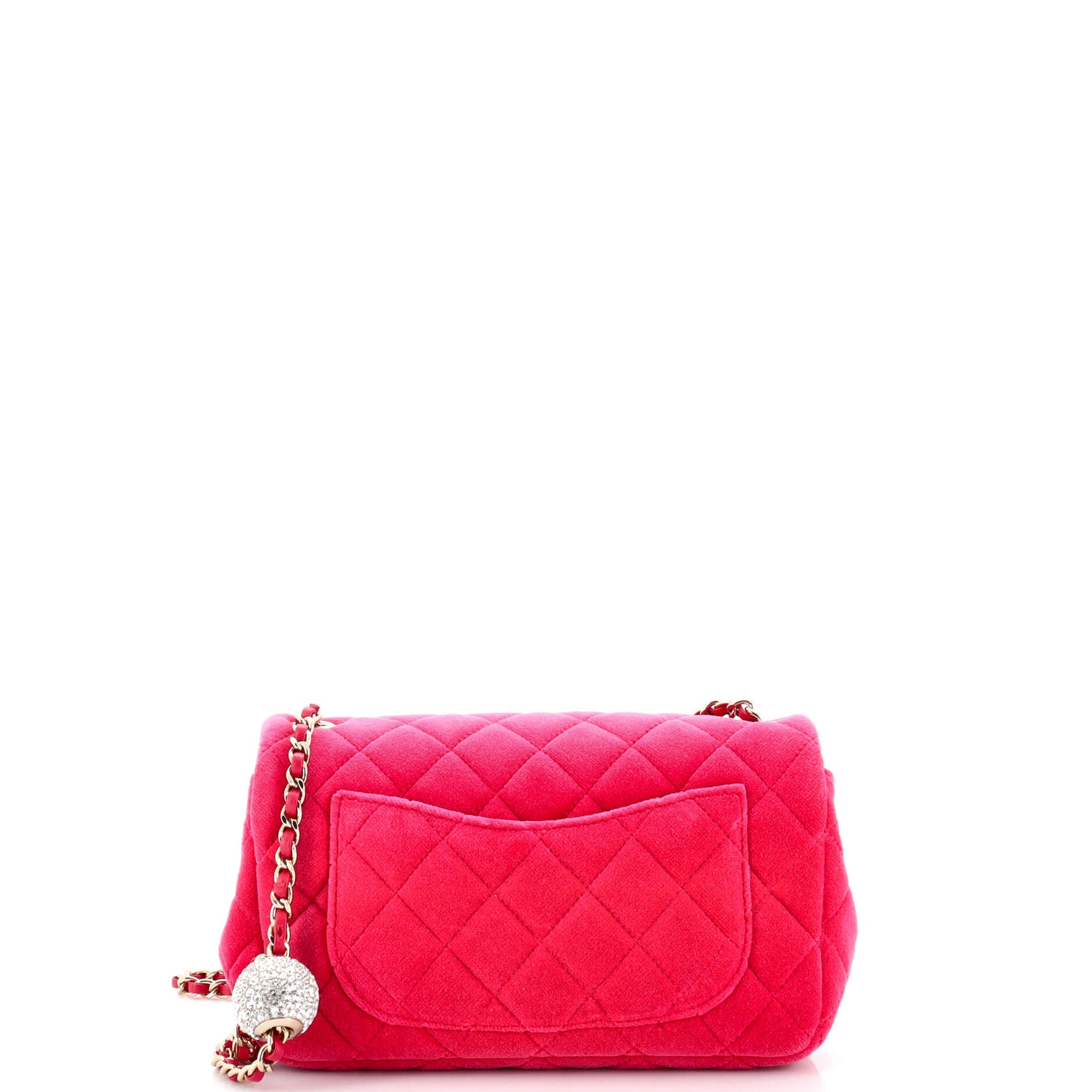 Pearl Crush Flap Bag Quilted Velvet with Crystal Detail Mini