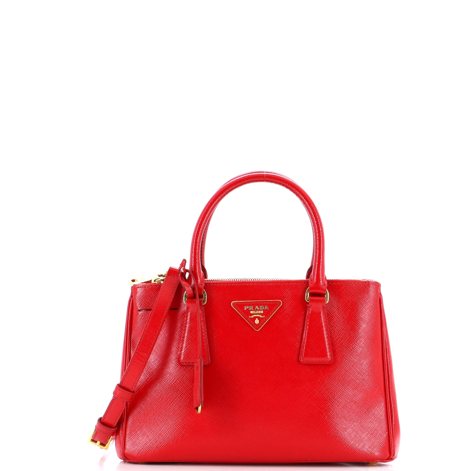 Double Zip Lux Tote Vernice Saffiano Leather Mini