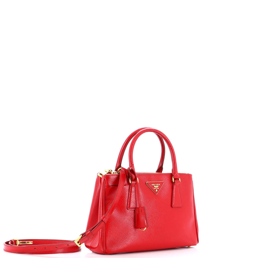 Double Zip Lux Tote Vernice Saffiano Leather Mini