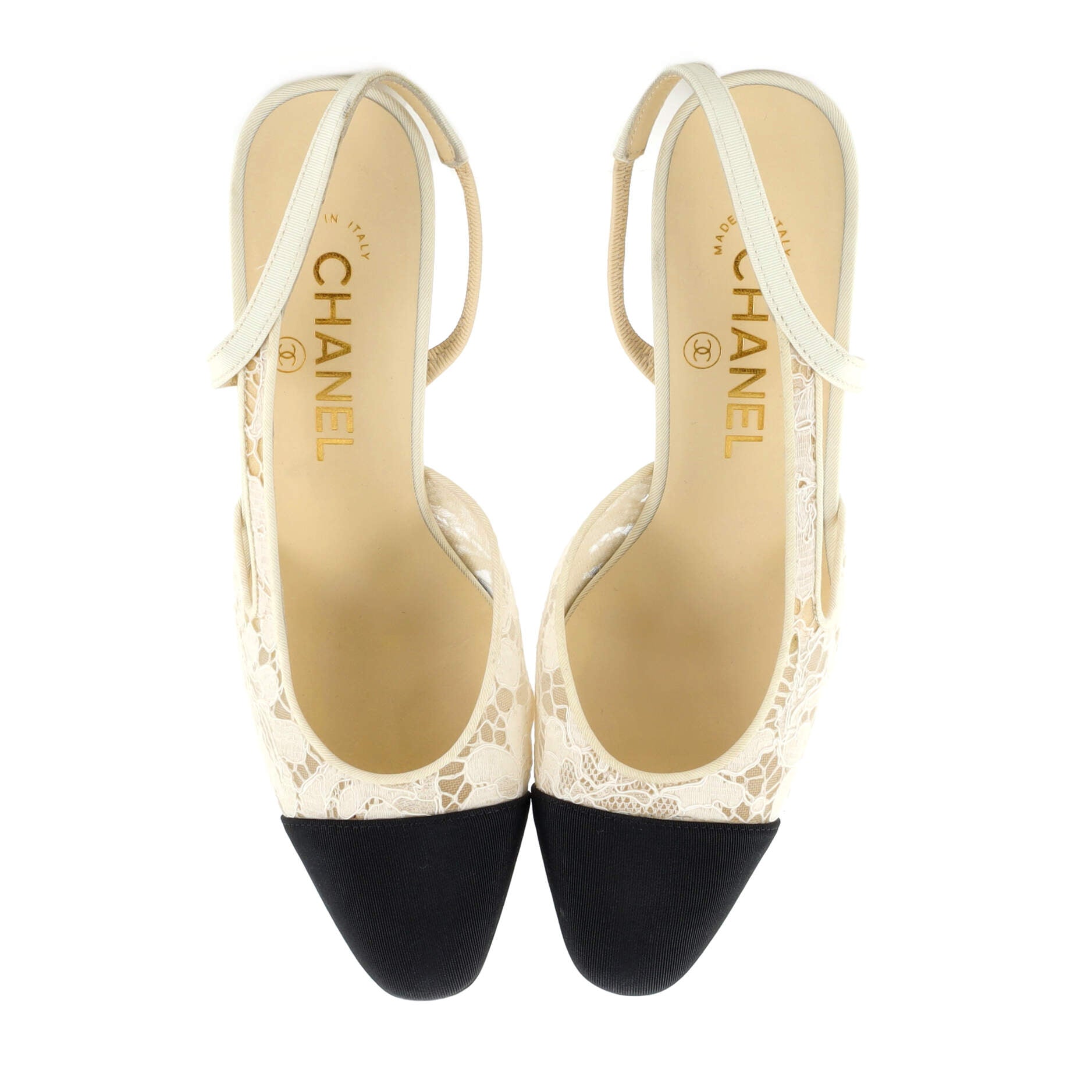 Women’s Cap Toe Slingback Pumps Lace with Grosgrain