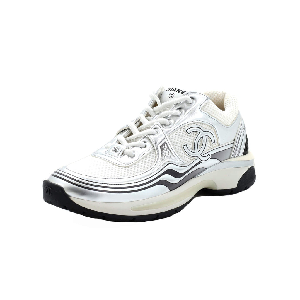 Women's CC Low-Top Sneakers Fabric and Laminated Leather