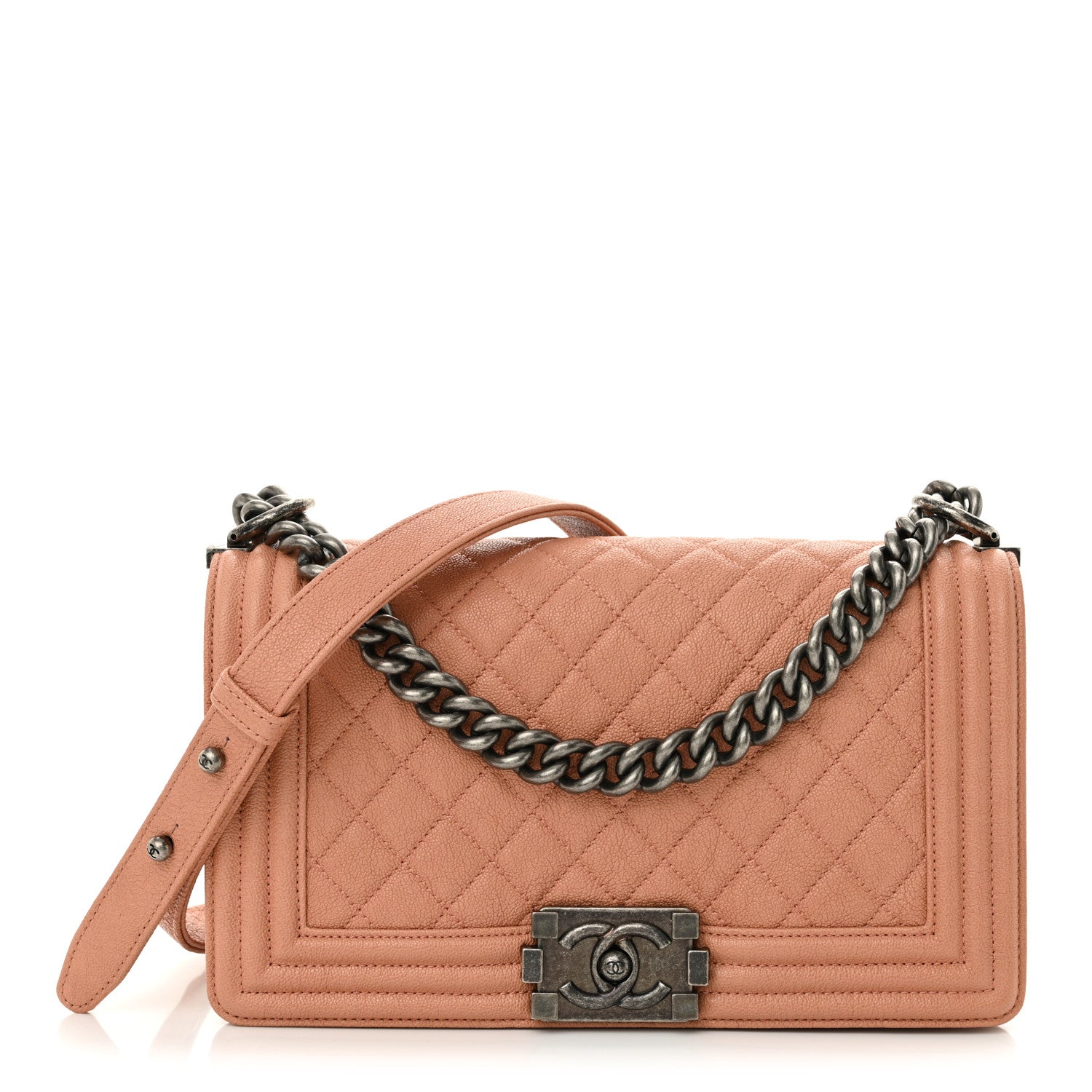 Caviar Quilted Medium Boy Flap Light Brown