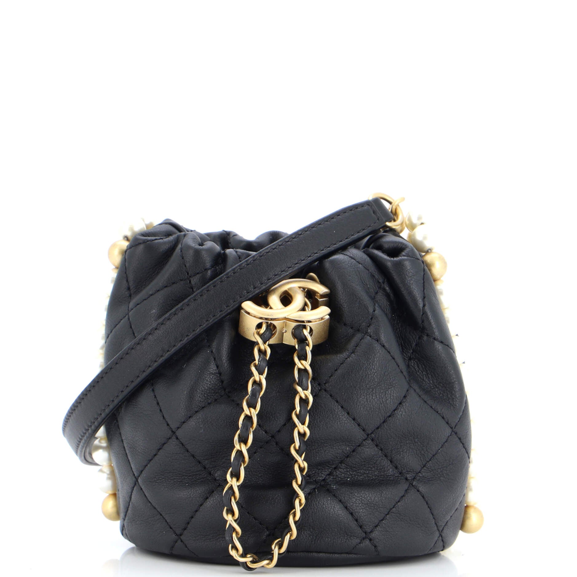 About Pearls Bucket Bag Quilted Calfskin Mini