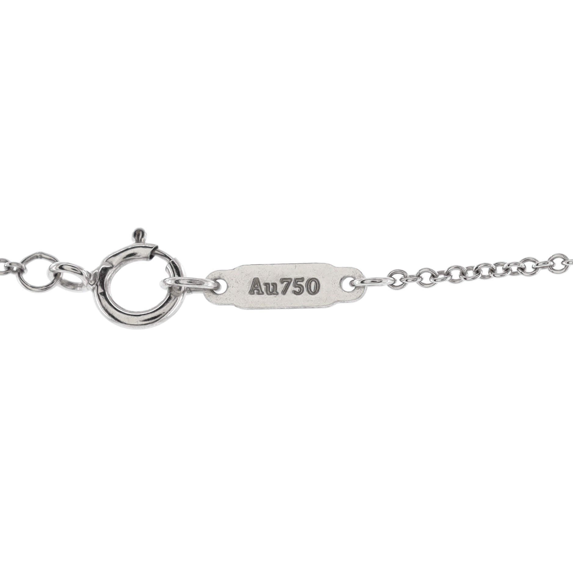 Modern Open Round Key Pendant Necklace 18K White Gold with Diamonds