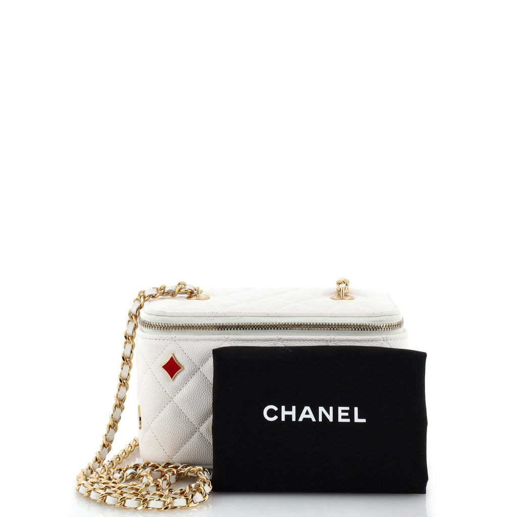 Coco Casino Vanity Case with Chain Quilted Caviar Small
