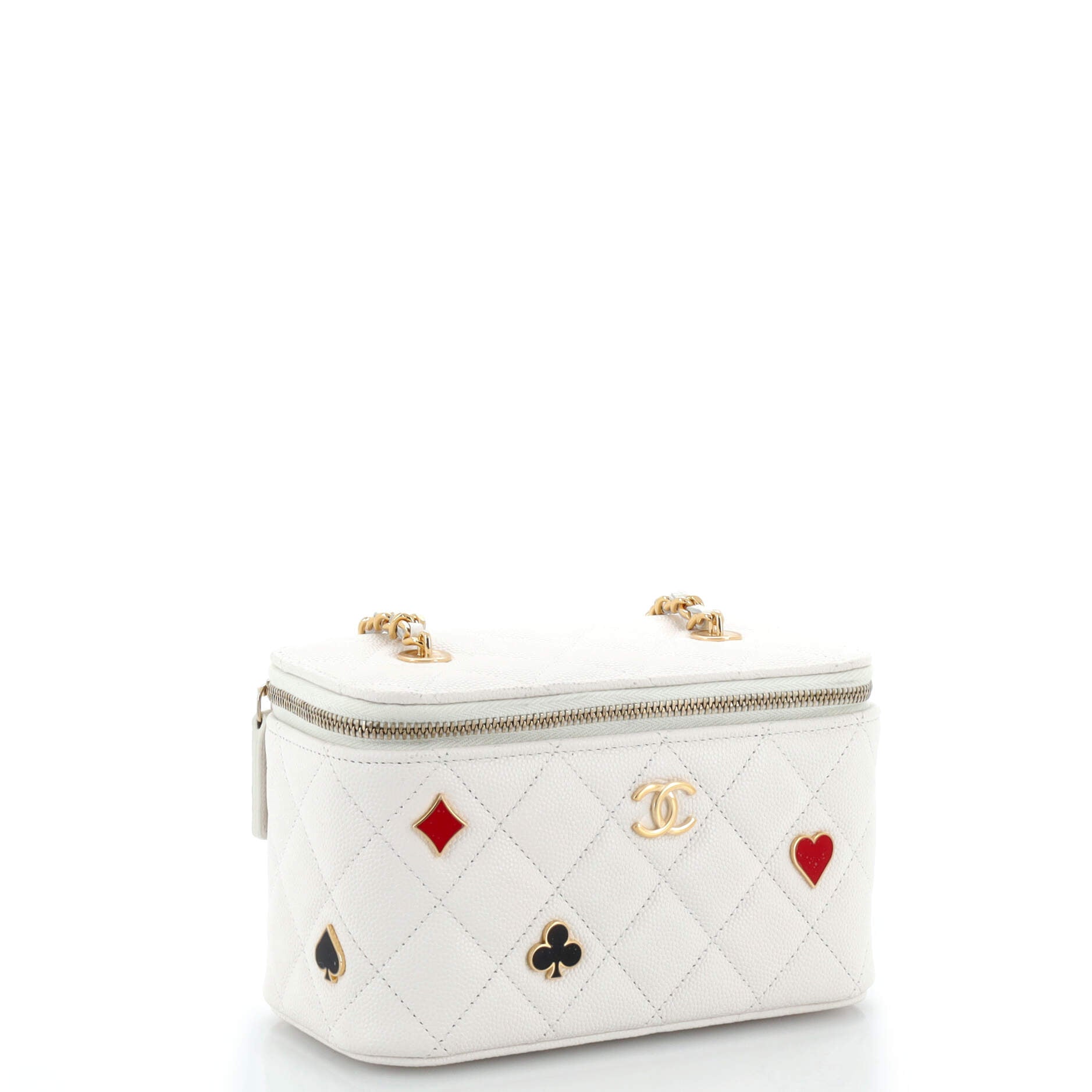 Coco Casino Vanity Case with Chain Quilted Caviar Small