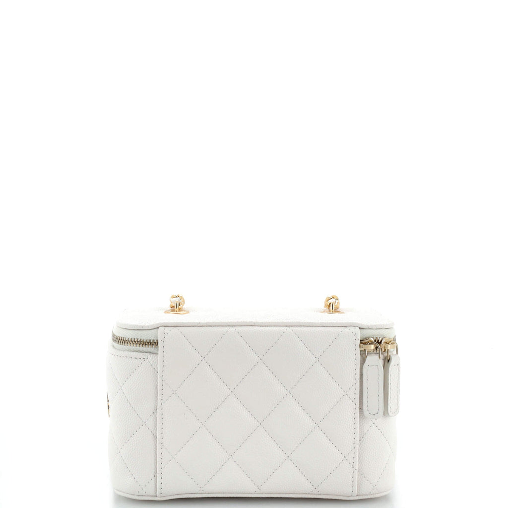 Coco Casino Vanity Case with Chain Quilted Caviar Small