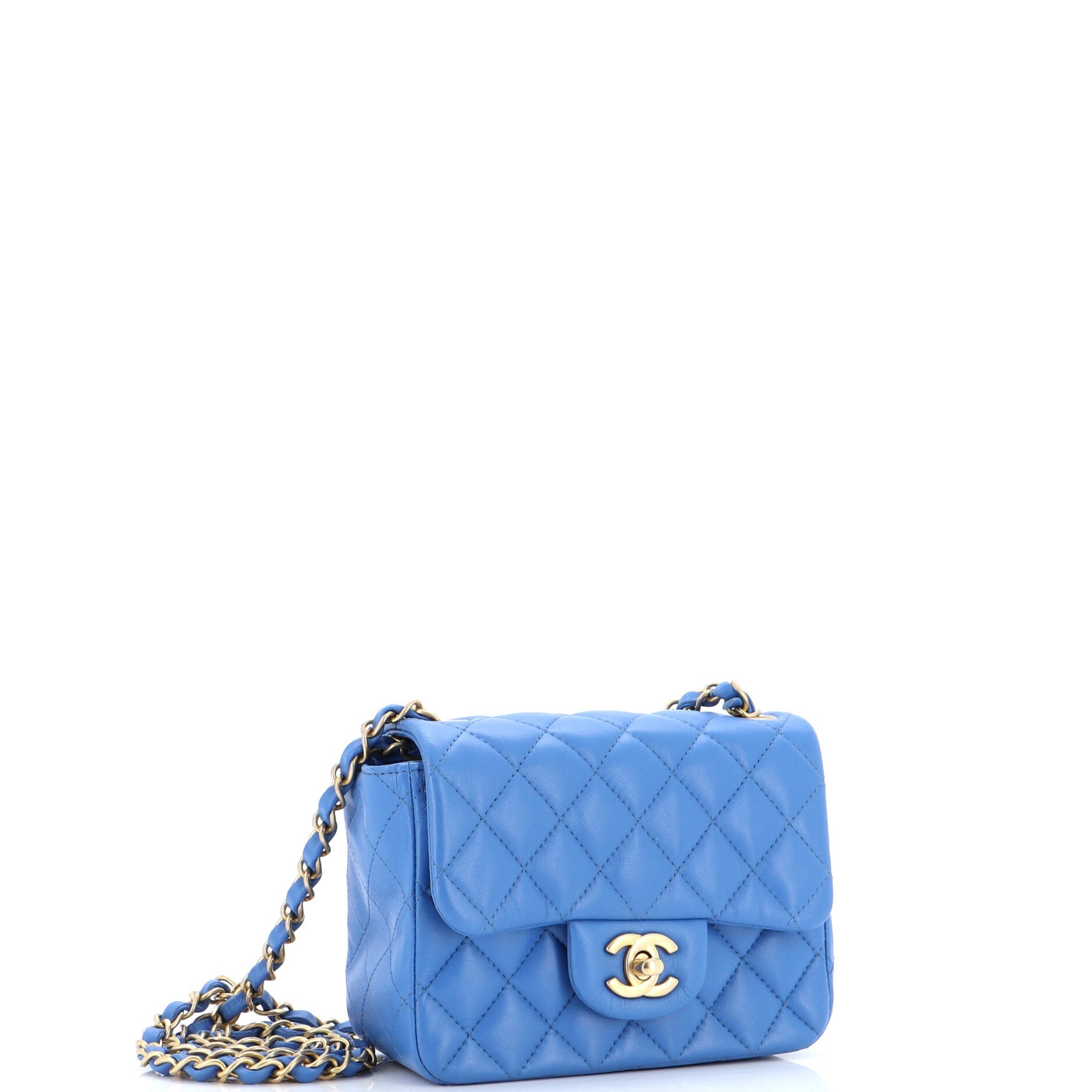 Square Classic Single Flap Bag Quilted Lambskin Mini