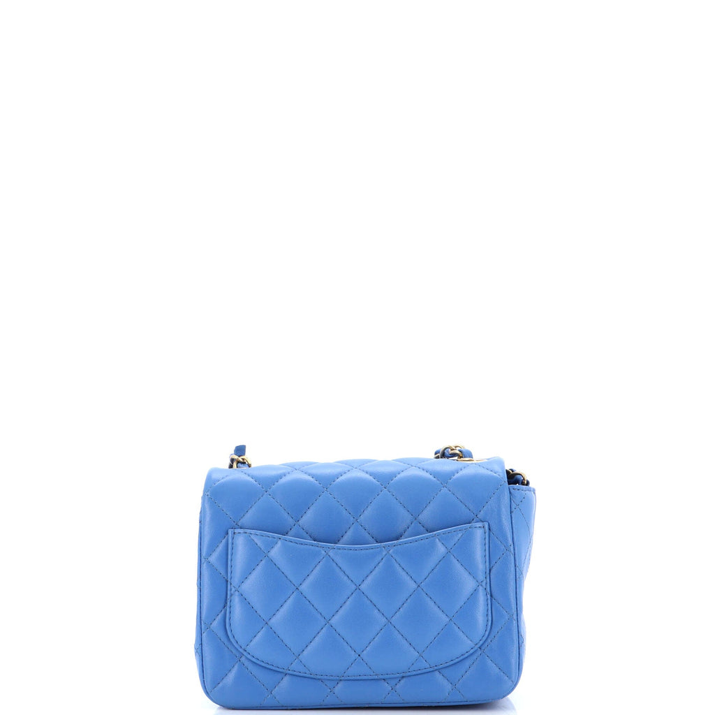 Square Classic Single Flap Bag Quilted Lambskin Mini