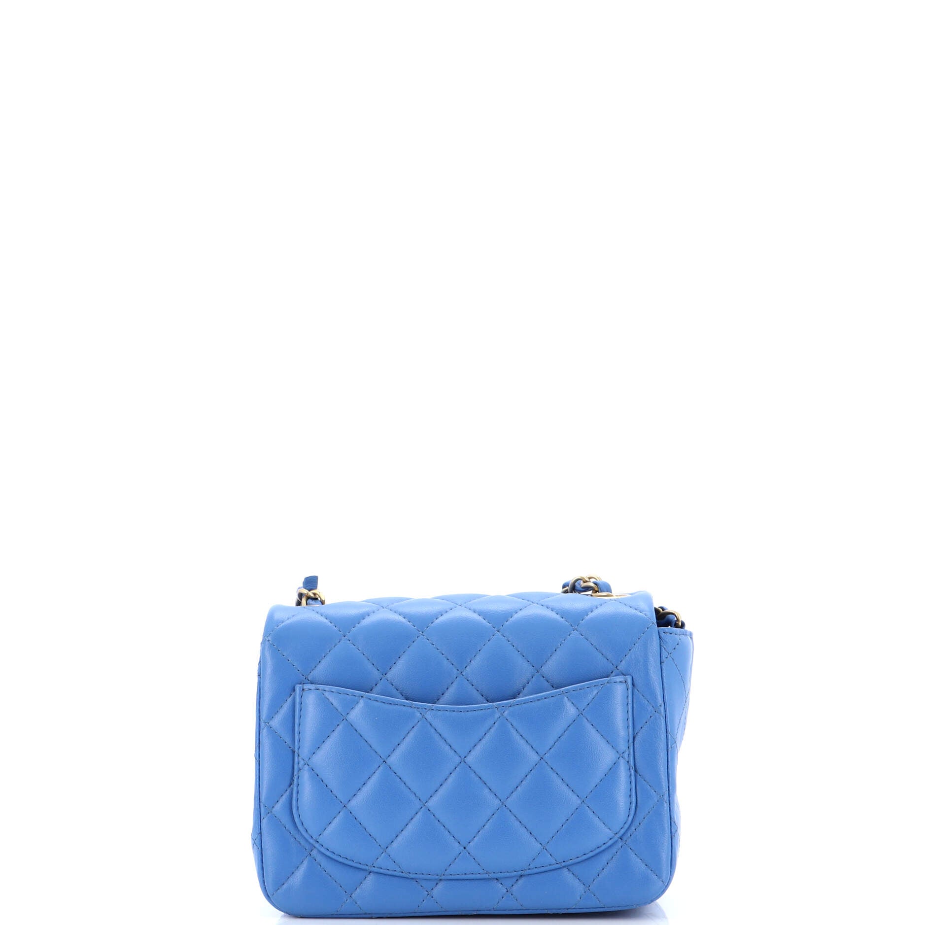 Square Classic Single Flap Bag Quilted Lambskin Mini