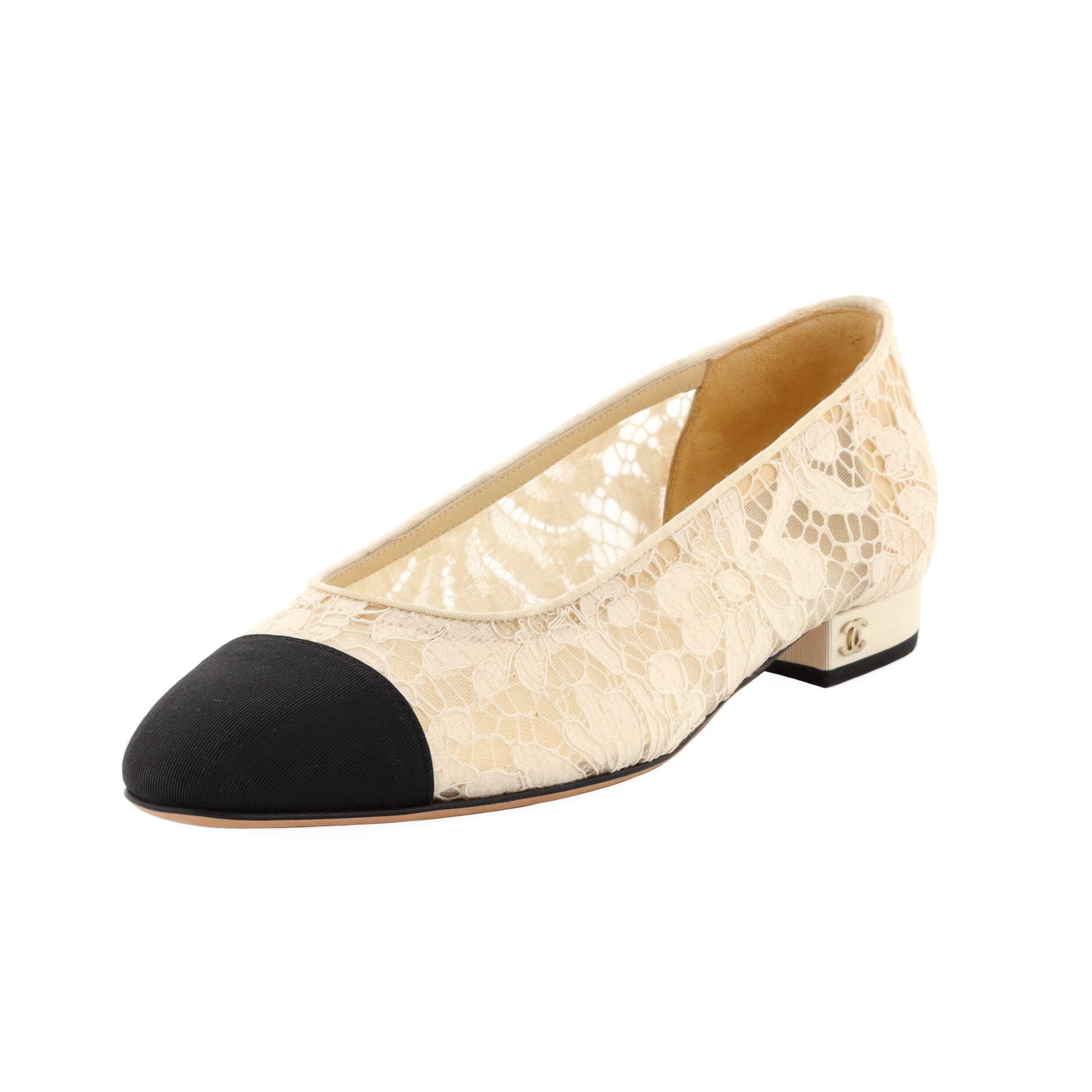Women's Cap Toe Ballerina Flats Lace with Grosgrain