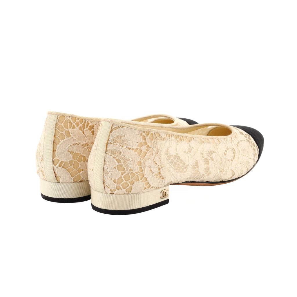 Women's Cap Toe Ballerina Flats Lace with Grosgrain