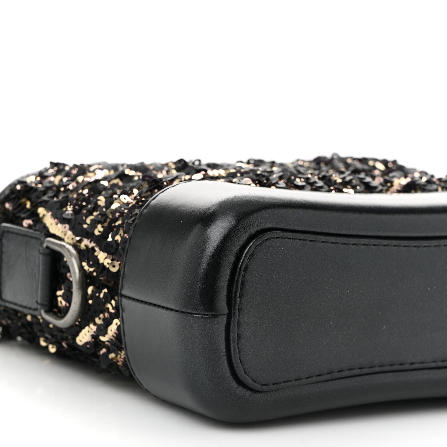 Sequin Calfskin Small Gabrielle Hobo Black Gold