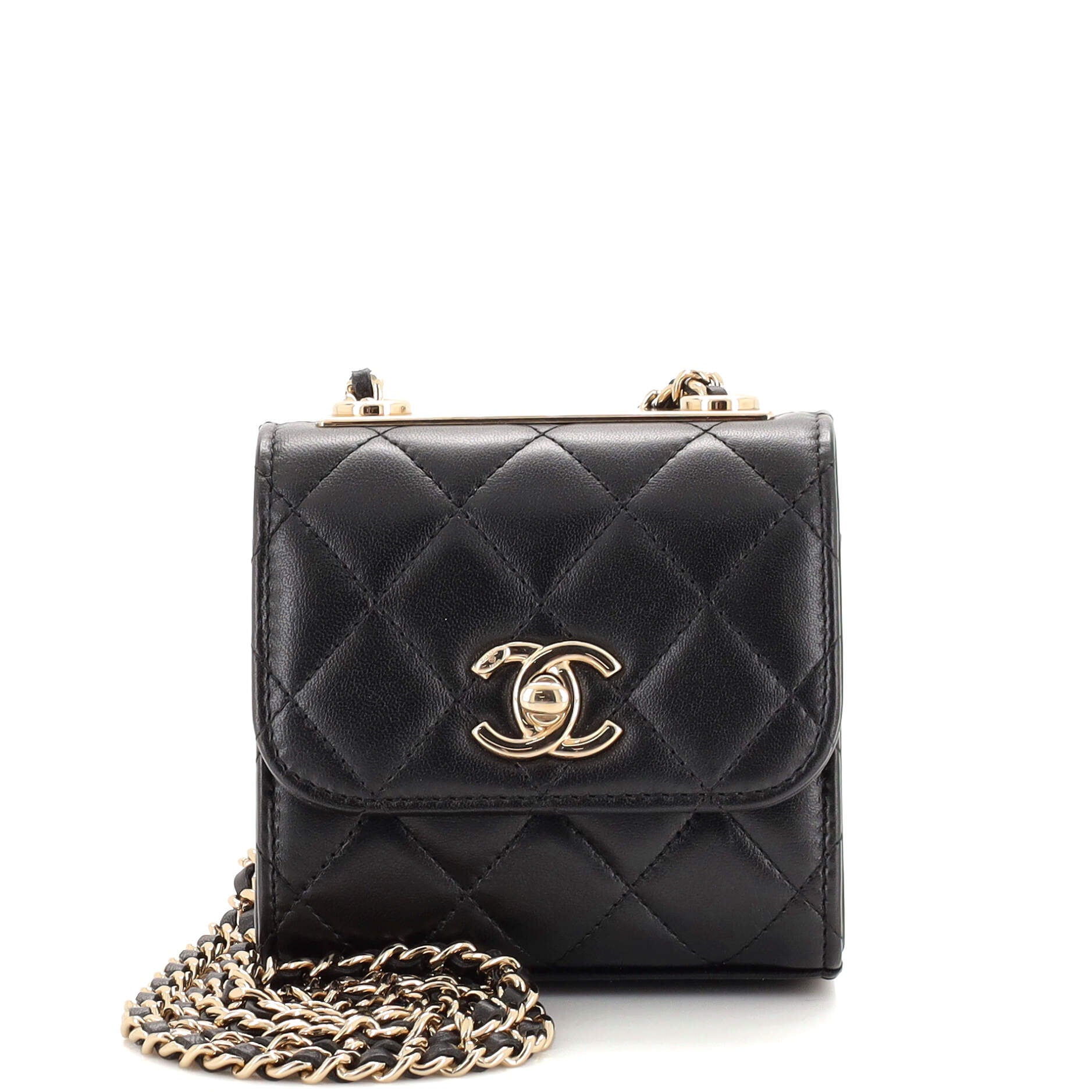 Trendy CC Clutch with Chain Quilted Lambskin Small