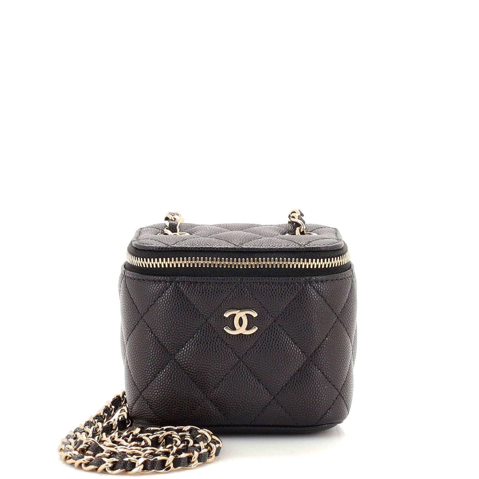 Classic Vanity Case with Chain Quilted Caviar Mini