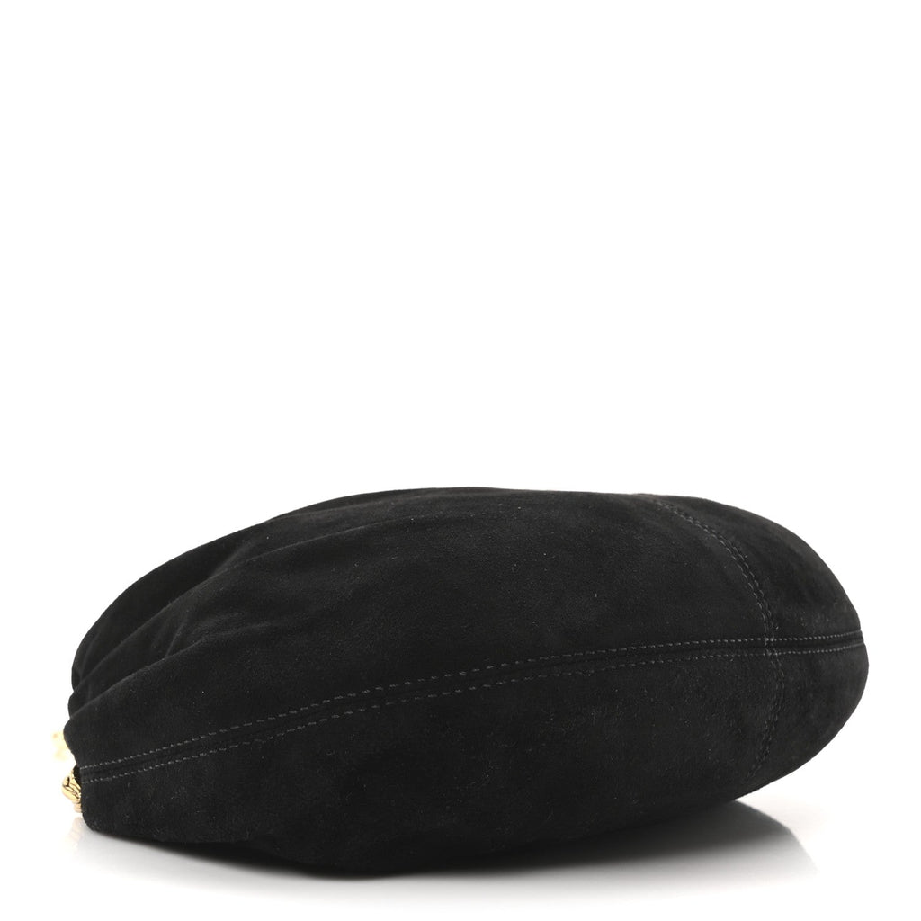 Suede Calfskin Small Snake Bracelet Hobo Bag Black