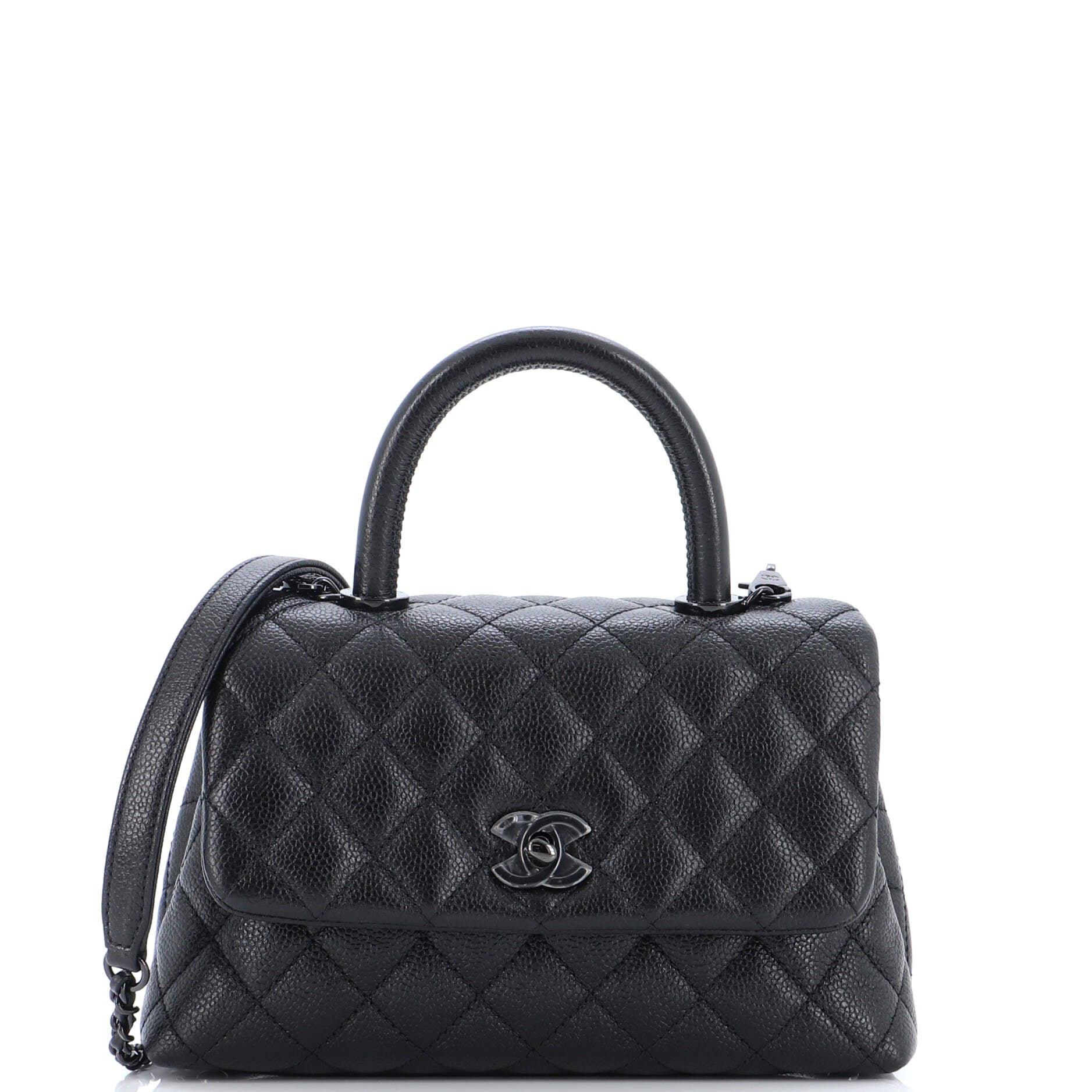 So Black Coco Top Handle Bag Quilted Caviar Mini