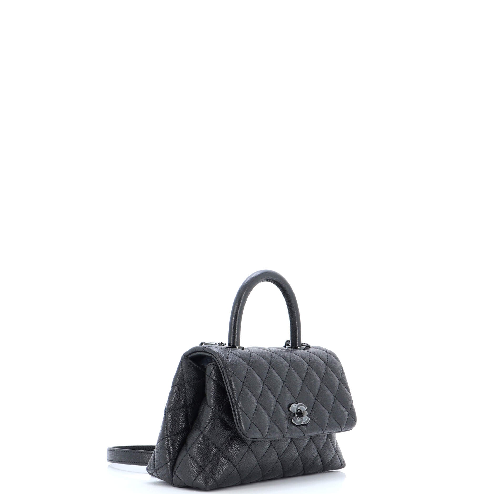 So Black Coco Top Handle Bag Quilted Caviar Mini