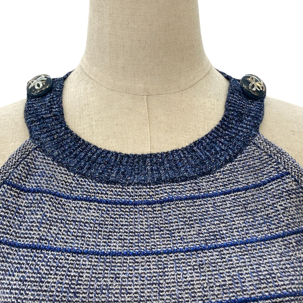 Chanel Coco Mark Lame Cashmere Silk Blend Sleeveless Knit