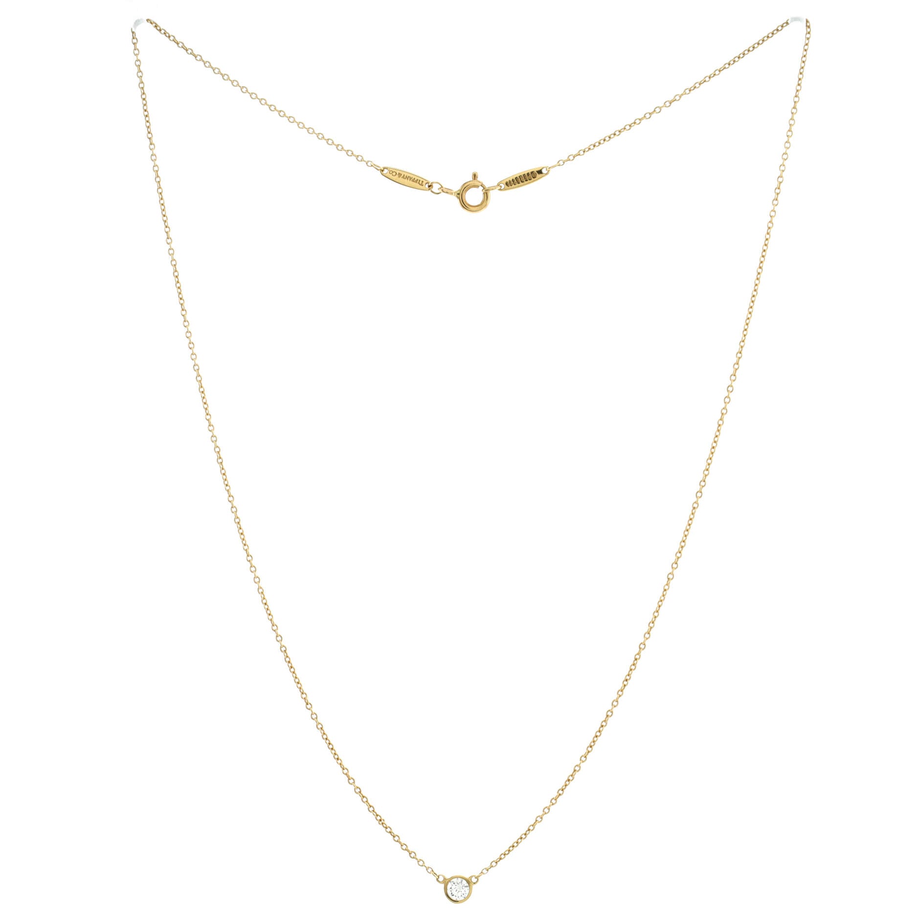 Elsa Peretti Diamonds By The Yard Pendant Necklace 18K Yellow Gold and Diamond 0.10-0.19CT