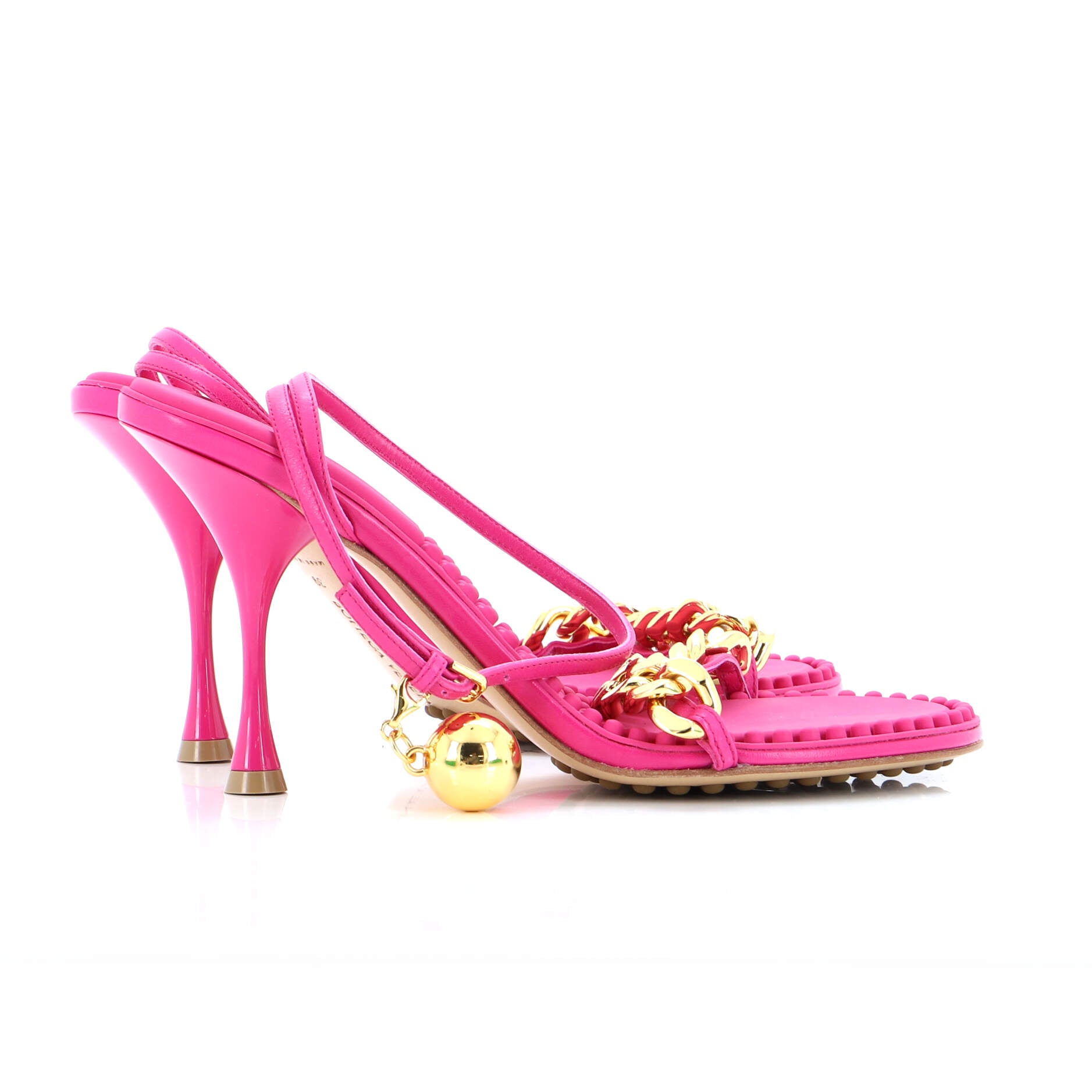 Women's Chain Dot Heeled Sandals Leather