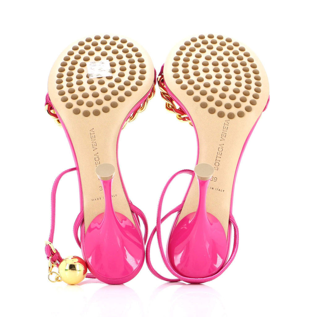 Women's Chain Dot Heeled Sandals Leather