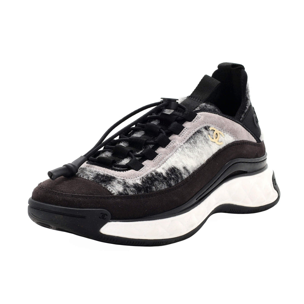 Women's CC Cap Toe Logo Sneakers Suede and Tweed