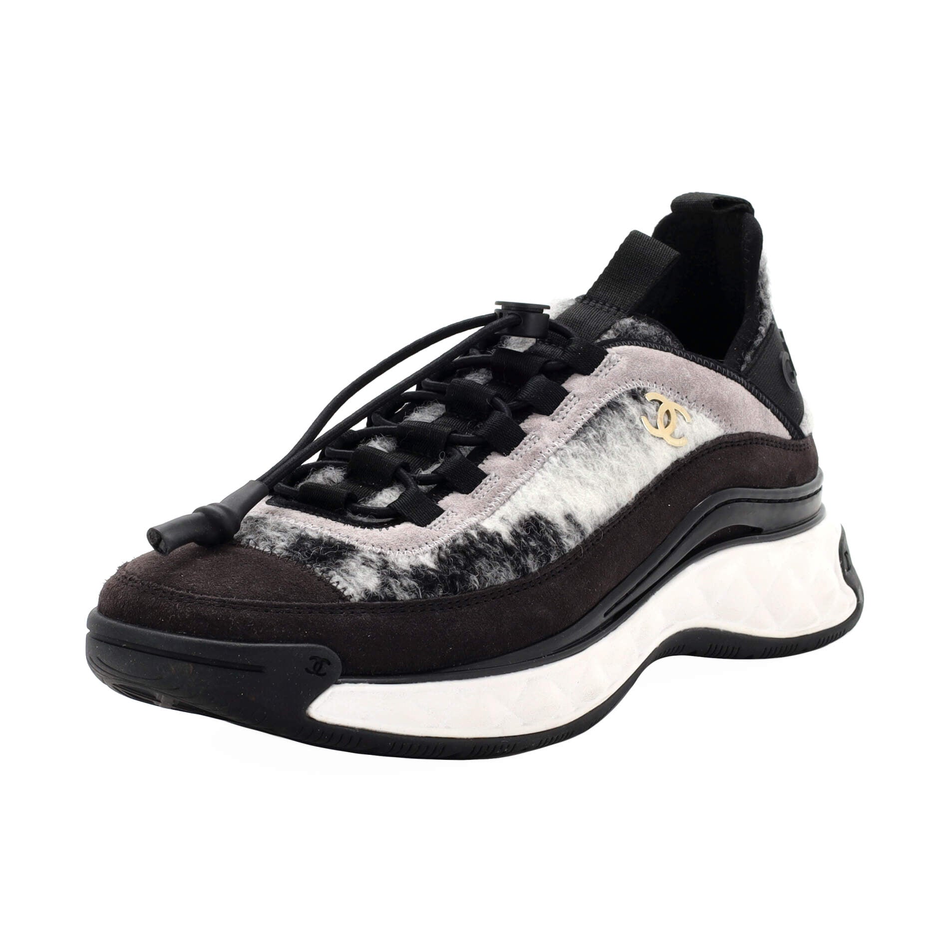 Women's CC Cap Toe Logo Sneakers Suede and Tweed