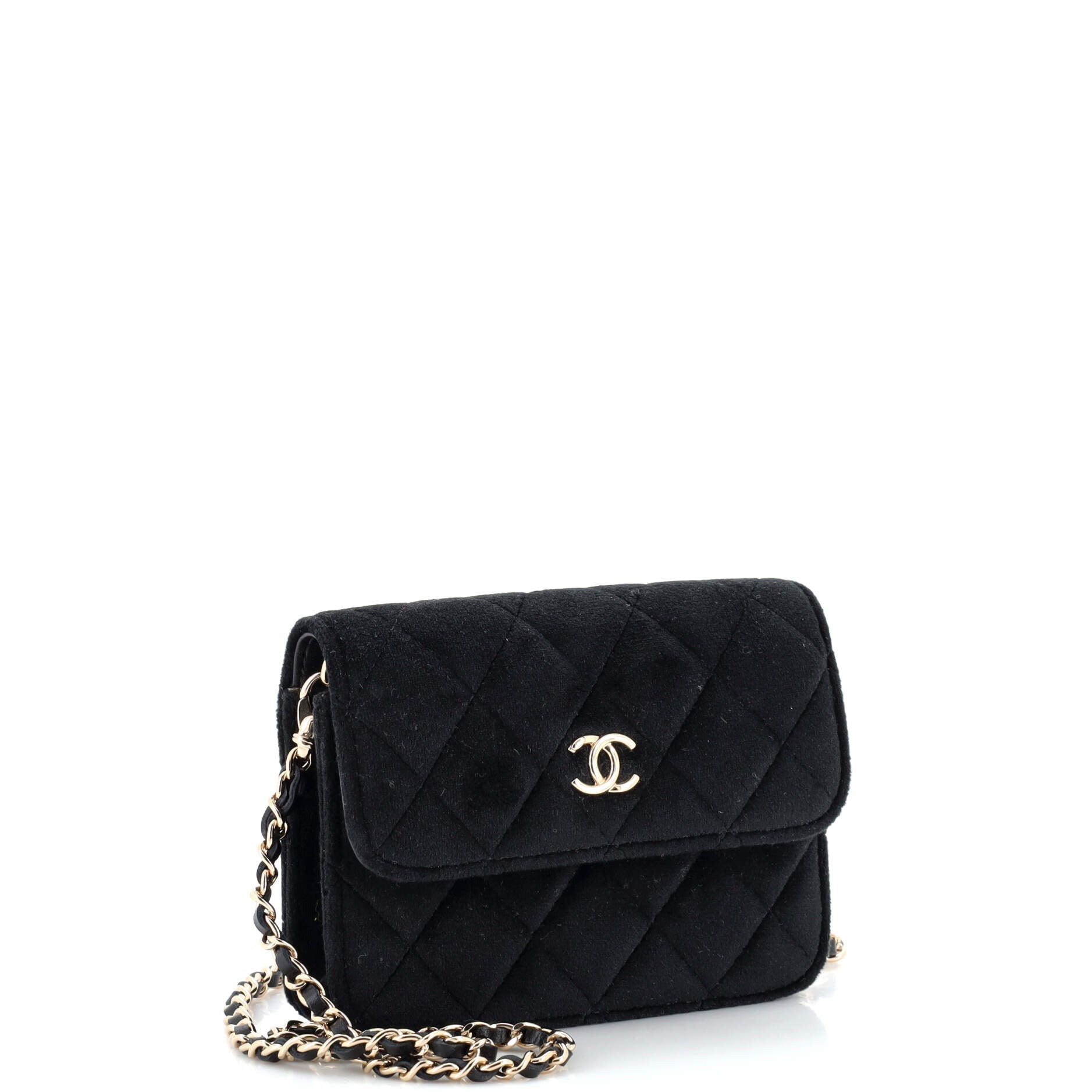 Pearl Crush Flap Clutch with Chain Quilted Velvet with Crystal Detail Mini