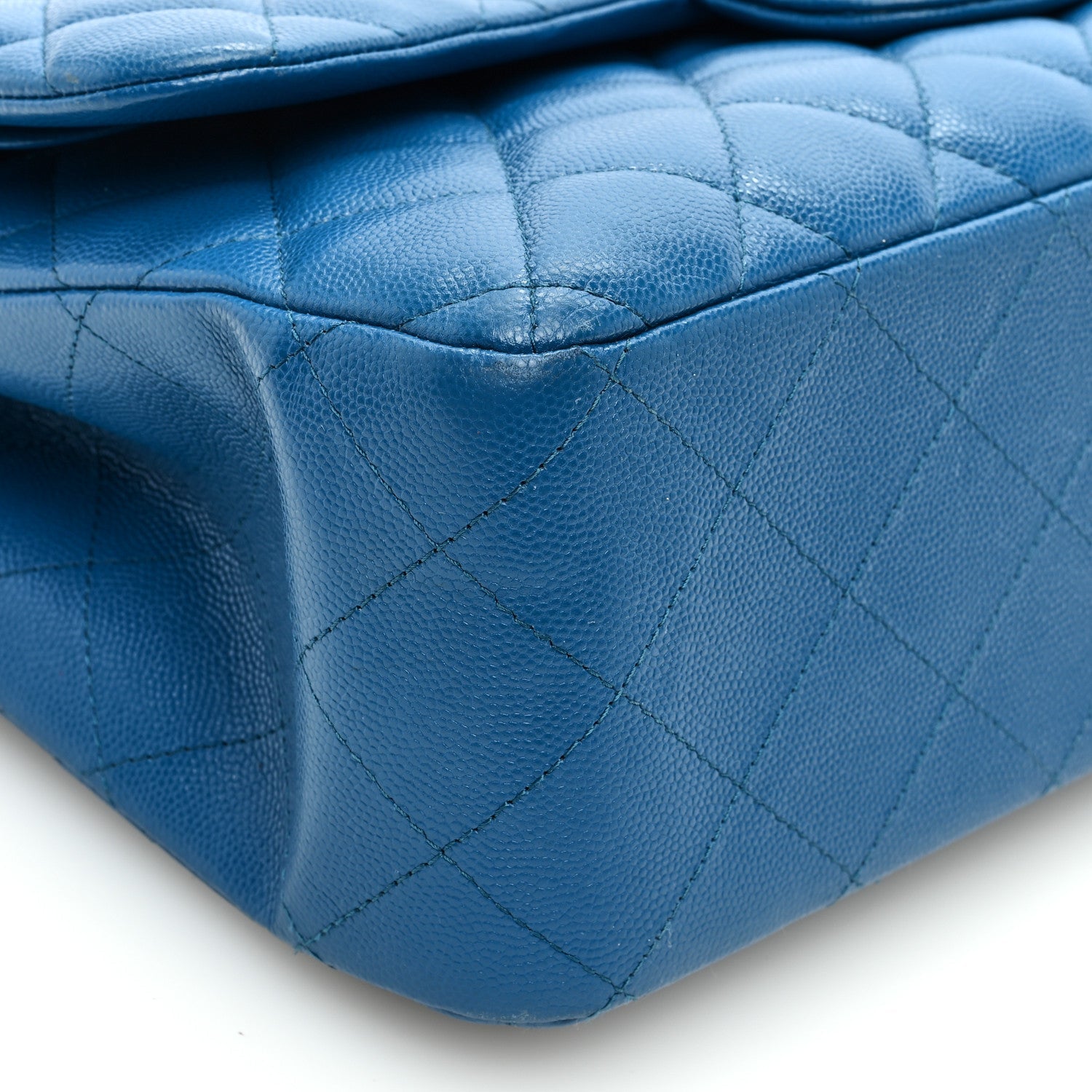 Caviar Quilted Jumbo Double Flap Blue