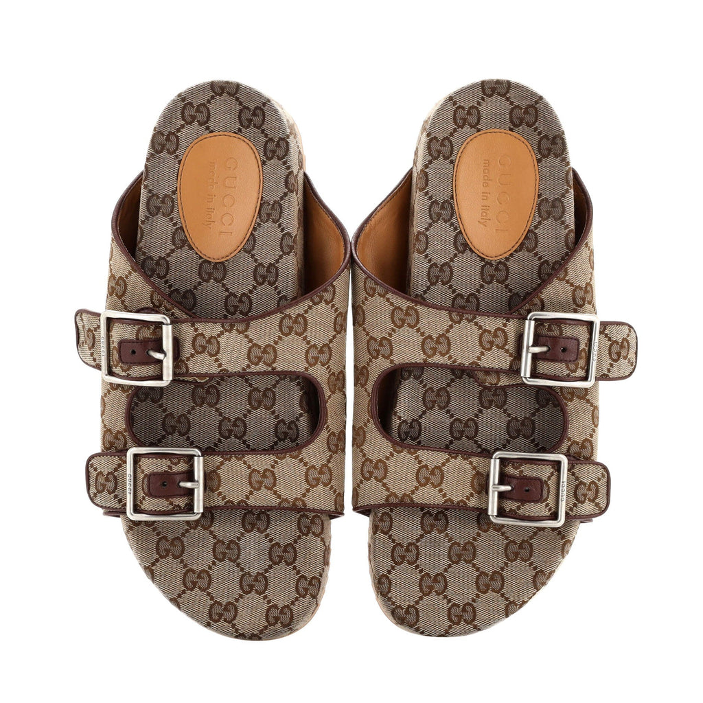 Men's Buckle Slide Sandals GG Canvas