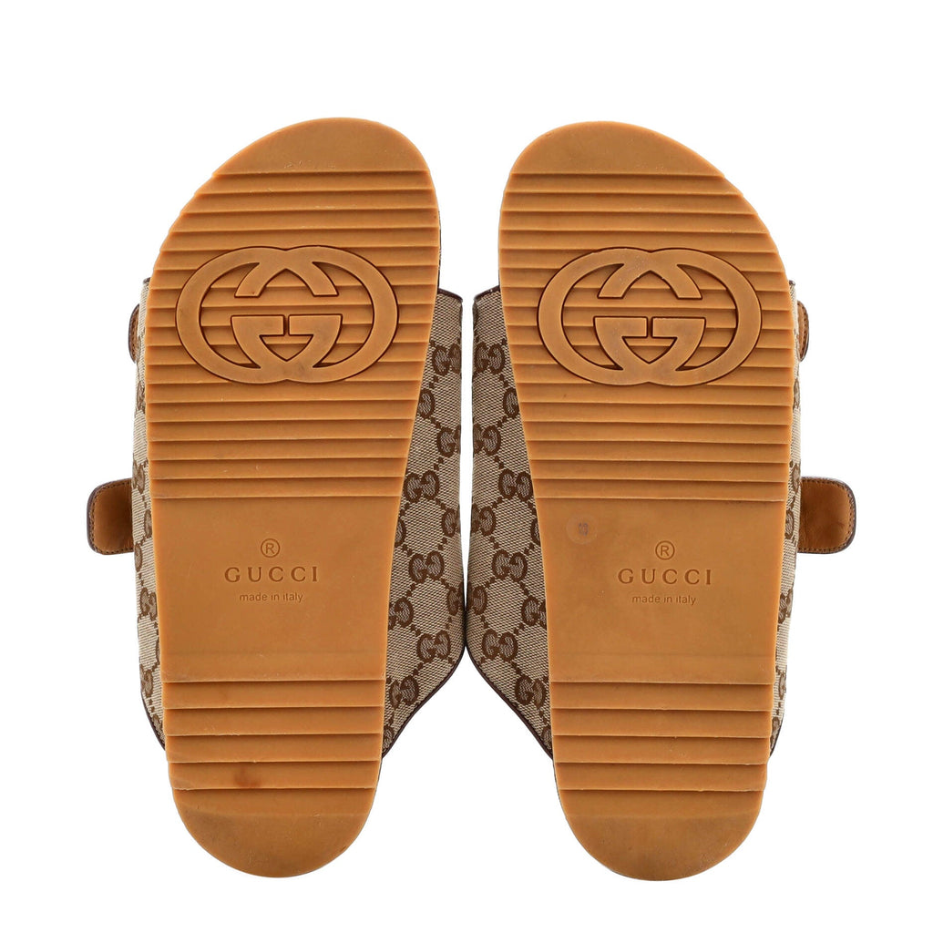 Men's Buckle Slide Sandals GG Canvas
