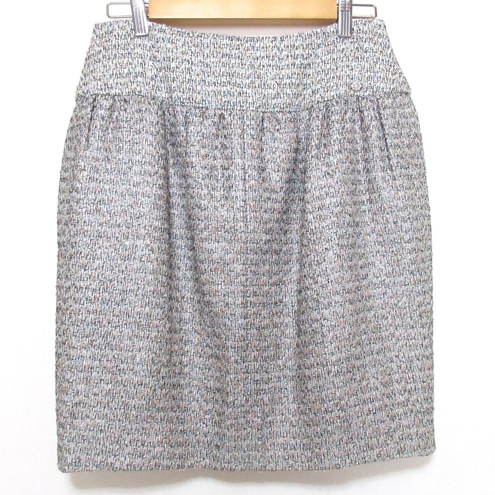 Chanel Coco Mark Tweed Mini Skirt Wool Skirt