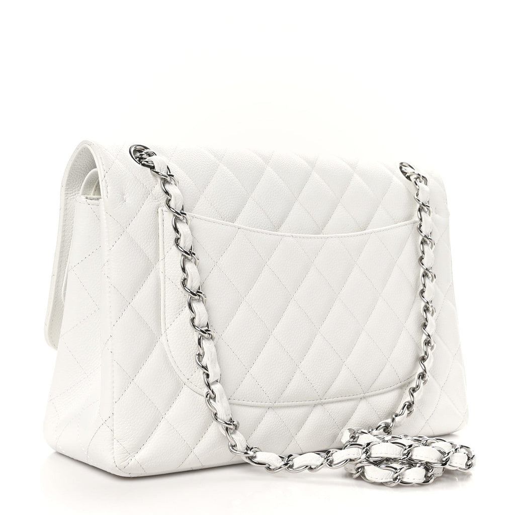 Caviar Quilted Jumbo Double Flap White