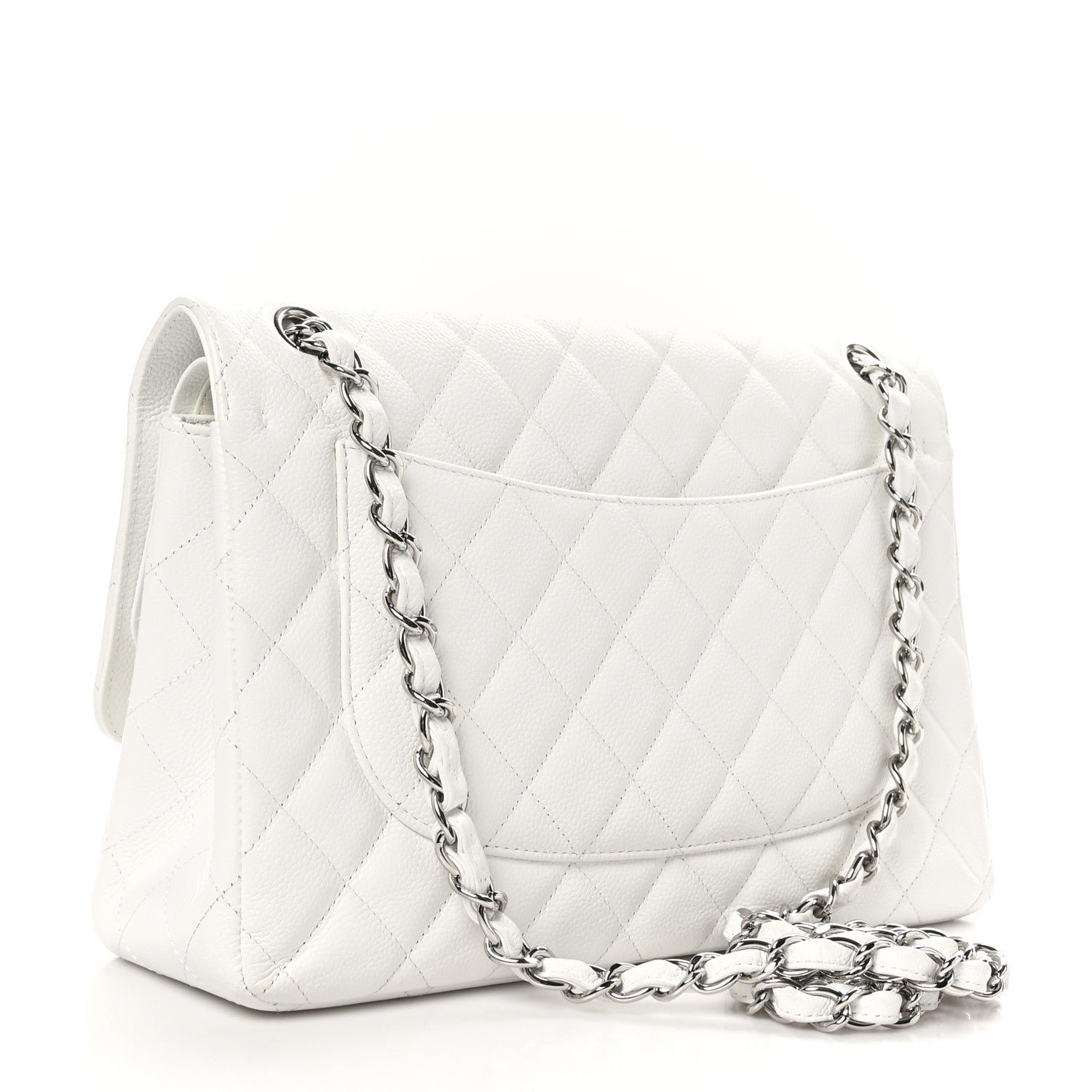 Caviar Quilted Jumbo Double Flap White