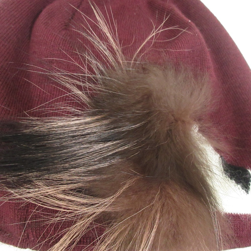Fendi Monster 100% Wool Silver Fox Fur Knit Cap