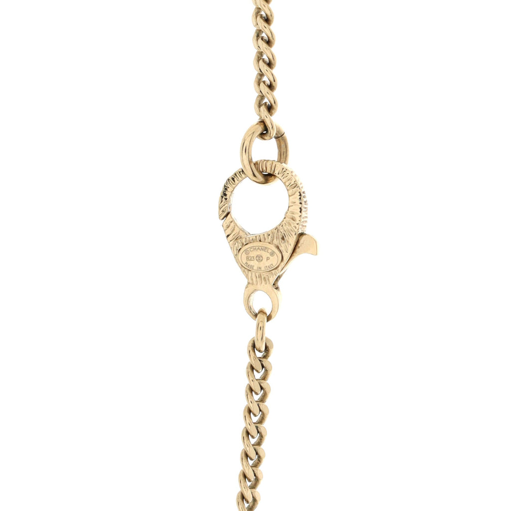 CC No.5 Woven Chain Pendant Necklace Metal with Leather and Crystals