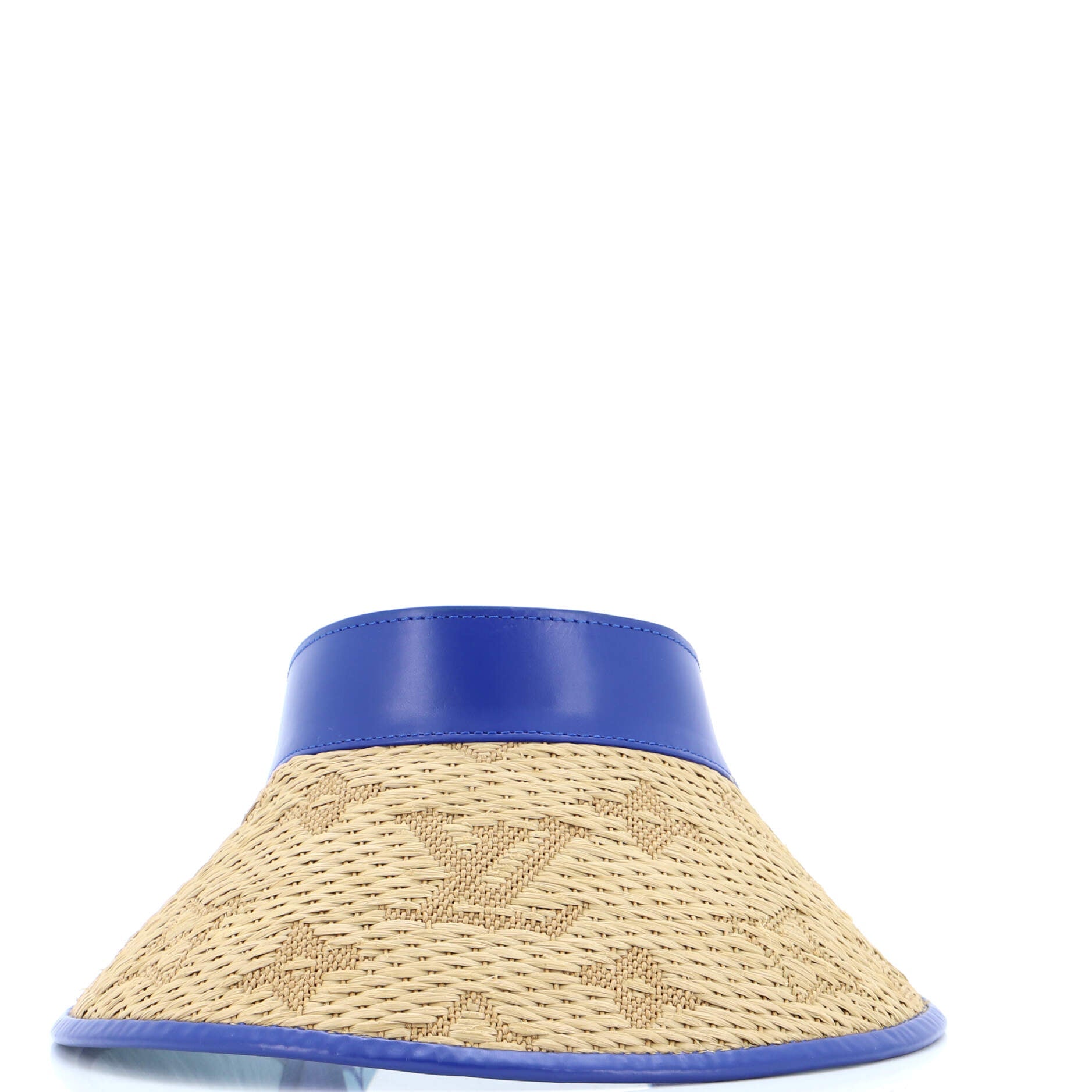 Strawgram Visor Monogram Raffia with Leather